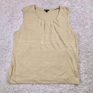 Lafayette 148 New York Linen Pleated Sleeveless Blouse